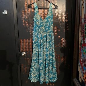 Teal and tan a line dress